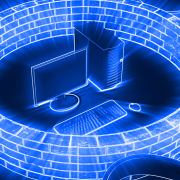 un ordenador de colores azules y firewall