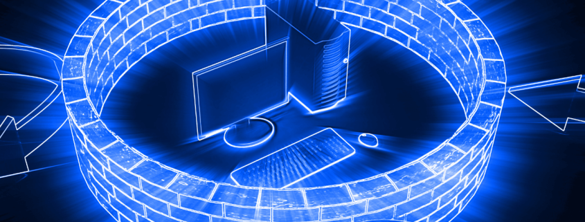 un ordenador de colores azules y firewall